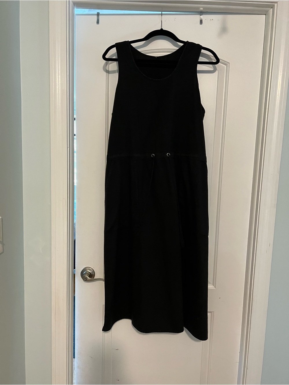 Eileen Fisher Organic Cotton Draw String Midi Dress, Large